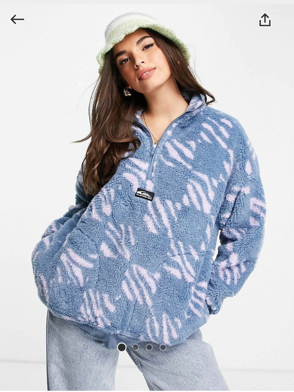 Quiksilver Madness Trip 1/4 zip fleece in blue